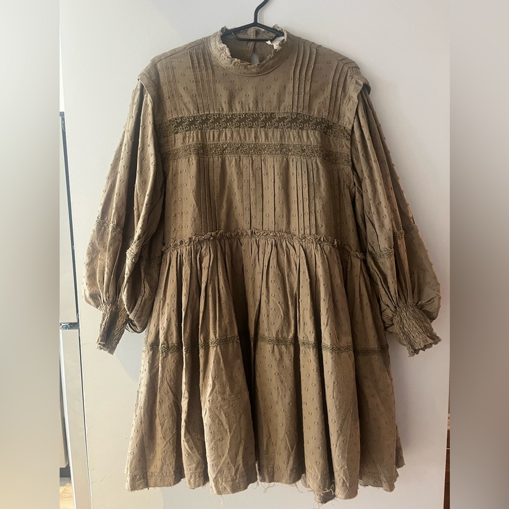 Pilcro Tan Embroidered Top
